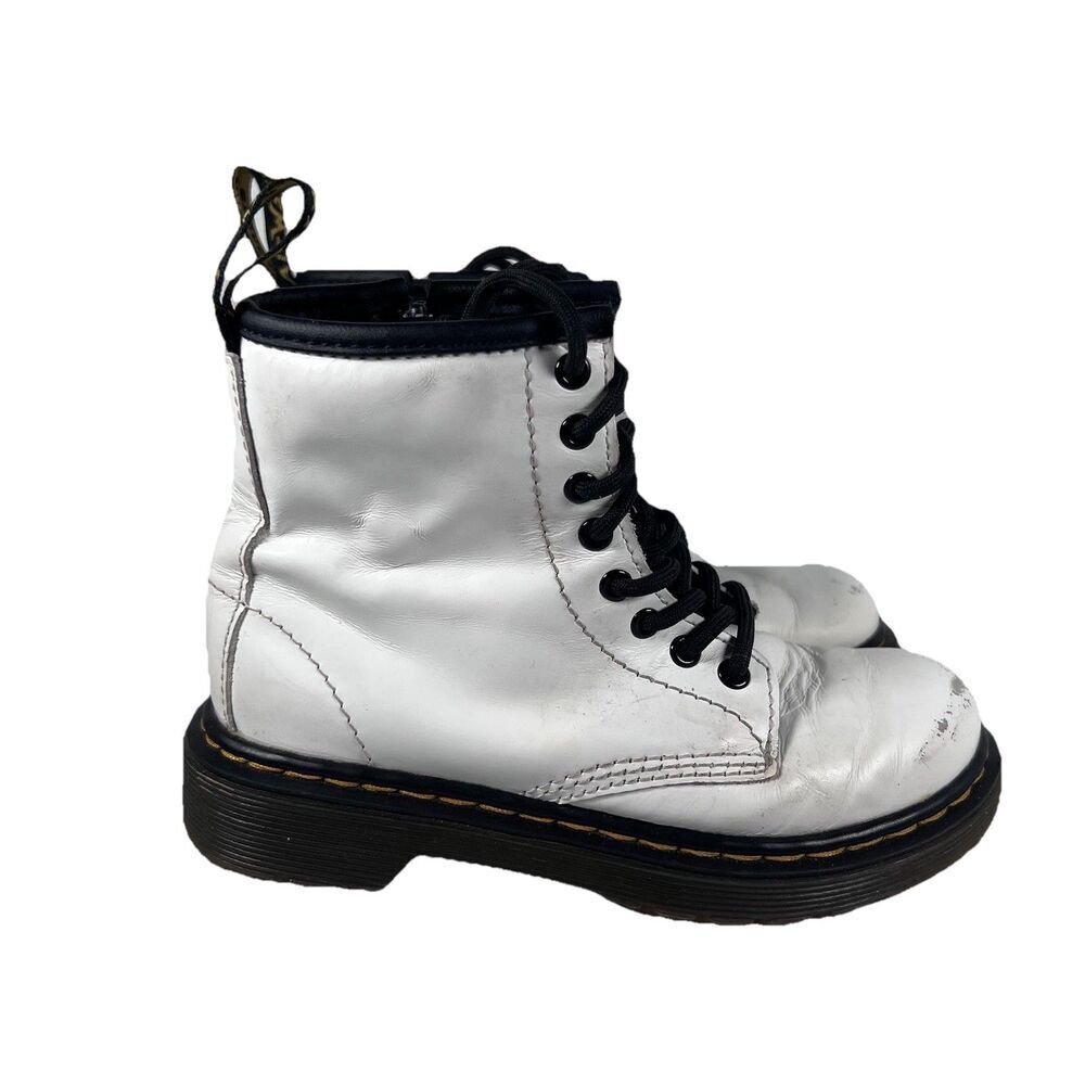 Dr. Doc Martens 1460J Lace Up White Combat Boots Youth Size 12